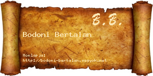 Bodoni Bertalan névjegykártya